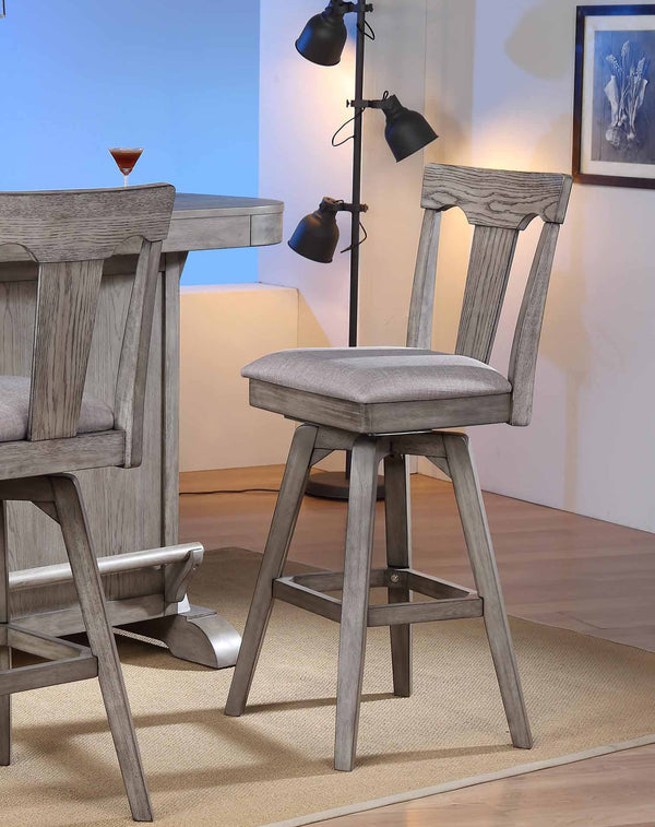 ECI Furniture Graystone 24" Panel Back Counter Stool w/Uph Seat, Burnished Gray Burnished Gray Hardwood solids and veneers