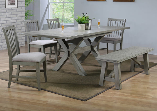 ECI Furniture Graystone Spindle Back Side Chair, Burnished Gray - Set of 2 Burnished Gray Hardwood solids and veneers