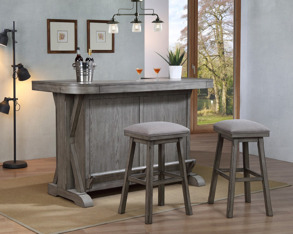 ECI Furniture Graystone 30" Saddle Stool, Burnished Gray - Set of 2 Burnished Gray Wood solids and veneers