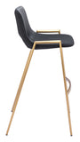 English Elm EE2703 100% Polyurethane, Plywood, Steel Modern Commercial Grade Bar Chair Set - Set of 2 Black, Gold 100% Polyurethane, Plywood, Steel