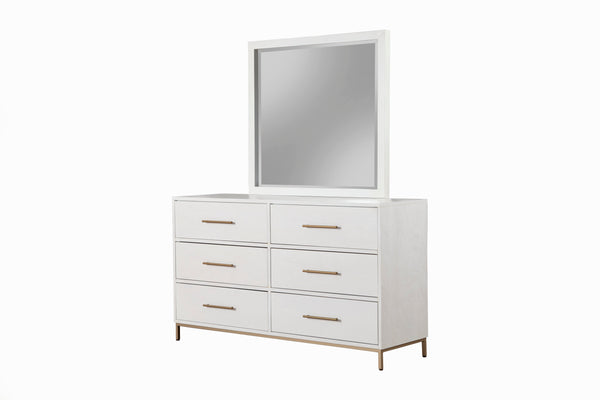 Alpine Furniture Madelyn Dresser Mirror 2010-06 White Mahogany Solids & Veneer 40 x 2 x 37