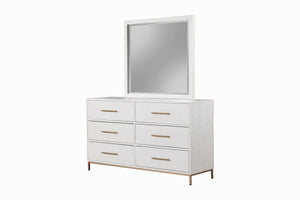 Alpine Furniture Madelyn Dresser Mirror 2010-06 White Mahogany Solids & Veneer 40 x 2 x 37