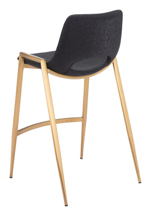 Zuo Modern Desi 100% Polyurethane, Plywood, Steel Modern Commercial Grade Counter Stool Set - Set of 2 Black, Gold 100% Polyurethane, Plywood, Steel