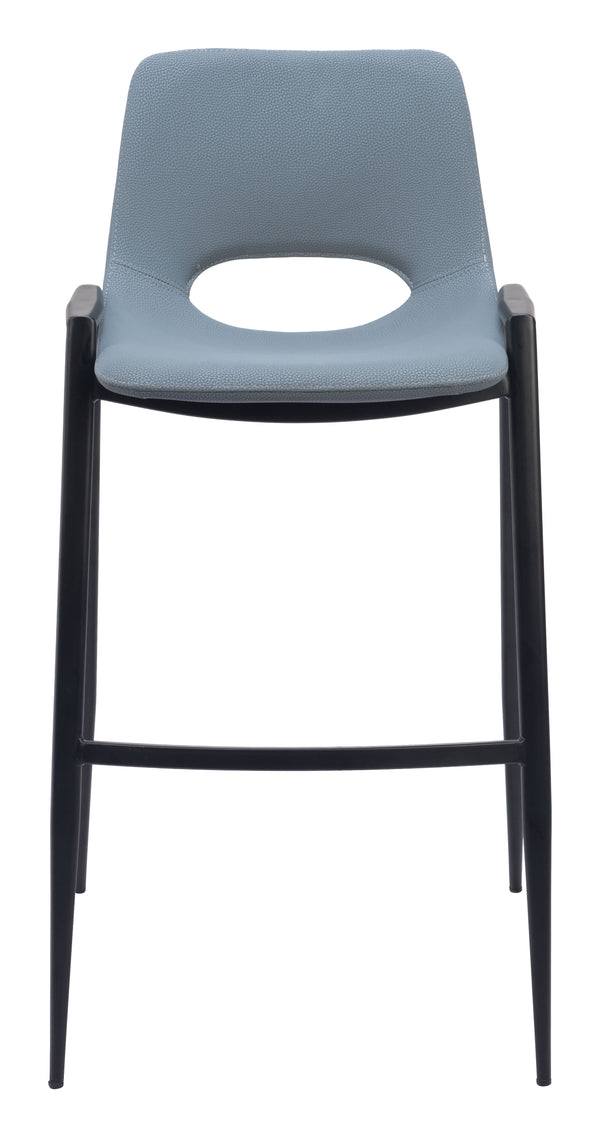 Zuo Modern Desi 100% Polyurethane, Plywood, Steel Modern Commercial Grade Barstool Set - Set of 2 Gray, Black 100% Polyurethane, Plywood, Steel