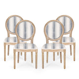 Phinnaeus French Country Fabric Dining Chairs - Set of 4