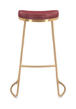 Zuo Modern Bree 100% Polyurethane, Plywood, Stainless Steel Modern Commercial Grade Barstool Set - Set of 2 Burgundy, Gold 100% Polyurethane, Plywood, Stainless Steel