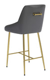 Zuo Modern Madelaine 100% Polyurethane, Plywood, Steel Modern Commercial Grade Counter Stool Gray, Gold 100% Polyurethane, Plywood, Steel