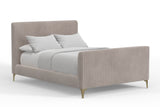 Alpine Furniture Zaldy Queen Platform Bed 9679Q Light Grey with Gold Legs Velour Polyester Fabric with Metal Legs 65 x 90.5 x 48