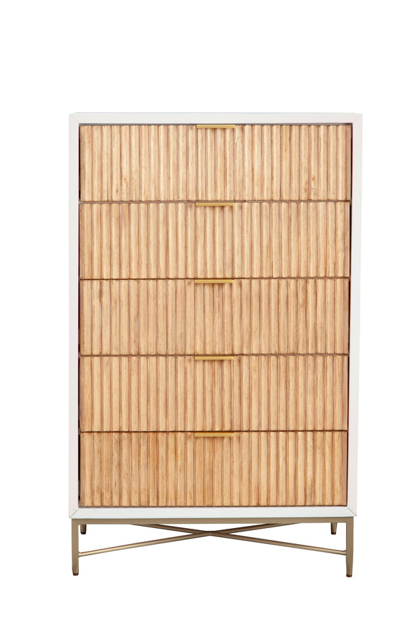 Larsen Chest - Elegant White Mahogany Design with Gold Accents, Felt Lined Drawer & Smooth Glides