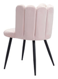 Zuo Modern Adele 100% Polyester, Plywood, Steel Modern Commercial Grade Dining Chair Set - Set of 2 Pink, Black 100% Polyester, Plywood, Steel