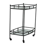 Sagebrook Home Traditional Metal 28" 2 Tier Bar Cart, Black 14690-01 Black Iron