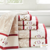 Serene Transitional 100% Cotton Jacquard 6 Piece Towel Set W/ Embroidery