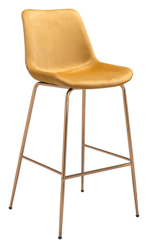 Zuo Modern Tony 100% Polyester, Plywood, Steel Modern Commercial Grade Barstool Yellow, Gold 100% Polyester, Plywood, Steel