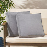 Noble House Gold Coast Outdoor Square Water Resistant 18" Throw Pillows (Set of 2), Charcoal