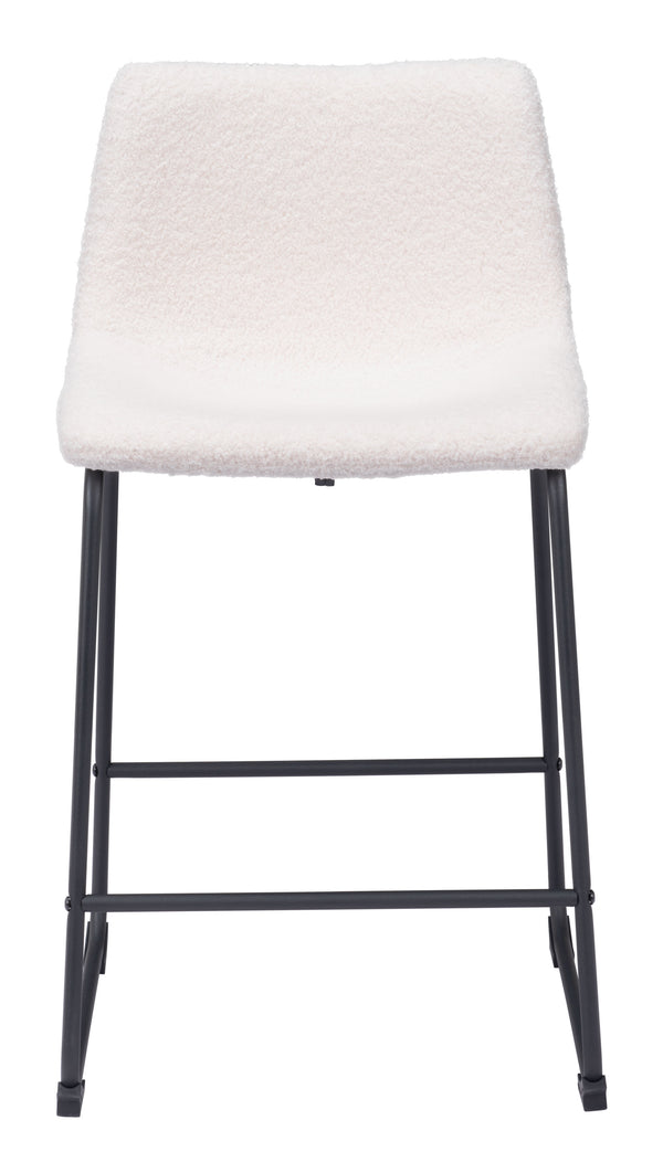 Zuo Modern Smart 100% Polyester, Plywood, Steel Transitional Commercial Grade Counter Stool Set - Set of 2 Ivory, Black 100% Polyester, Plywood, Steel