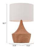English Elm EE2542 Steel, Poly Cotton Mid Century Commercial Grade Table Lamp White, Brown Steel, Poly Cotton