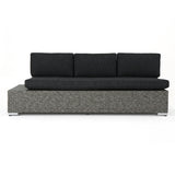 Puerta Outdoor 3 Seater Wicker Left Sofa, Mixed Black with Dark Grey Cushions