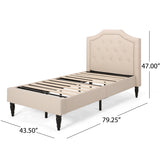 Elinor Contemporary Upholstered Twin Bed Platform, Beige and Black Noble House