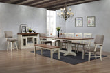 ECI Furniture Choices Dining Bench w/Acacia Finished Top, Antique White Antique White/Acacia Wood solids and veneers