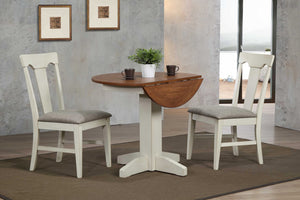 ECI Furniture Choices Drop Leaf Table Complete, Antique White Antique White with Acacia Top Wood solids and veneers