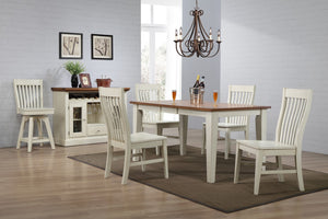 ECI Furniture Choices Leg Table, Antique White Antique White with Acacia Top Wood solids and veneers