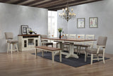 ECI Furniture Choices Trestle Table Complete, Antique White Antique White and Acacia Top Wood solids and veneers