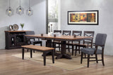 ECI Furniture Choices Dining Bench w/Acacia Finished Top, Black Oak Black Oak/Acacia Wood solids and veneers