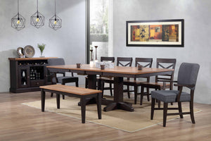 ECI Furniture Choices Leg Table, Black Oak Black Oak with Acacia Top Wood solids and veneers