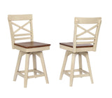 ECI Furniture Choices X Back Bartstool Height with Acacia Finished Seat, Antique White - Set of 2 Antique White Wood solids and veneers