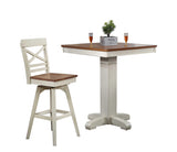 ECI Furniture Choices X Back Bartstool Height with Acacia Finished Seat, Antique White - Set of 2 Antique White Wood solids and veneers