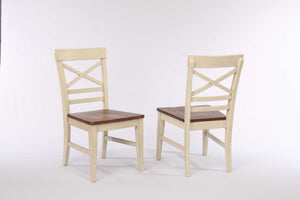 ECI Furniture Choices X Back Side Chair with Acacia Finished Seat,Antique White - Set of 2 Antique White Wood solids and veneers