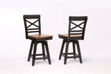 ECI Furniture Choices X Back with Acacia Finished Seat, Black Oak, Barstool Height - Set of 2 Black Oak Wood solids and veneers