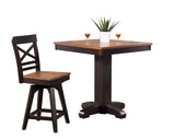 ECI Furniture Choices X Back with Acacia Finished Seat, Black Oak, Barstool Height - Set of 2 Black Oak Wood solids and veneers