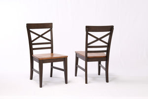 ECI Furniture Choices X Back Side Chair with Acacia Finished Seat, Black Oak - Set of 2 Black Oak Wood solids and veneers