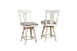 ECI Furniture Choices Panel Back Bar Stool with padded seat, Antique White - Set of 2 Antique White Wood solids and veneers