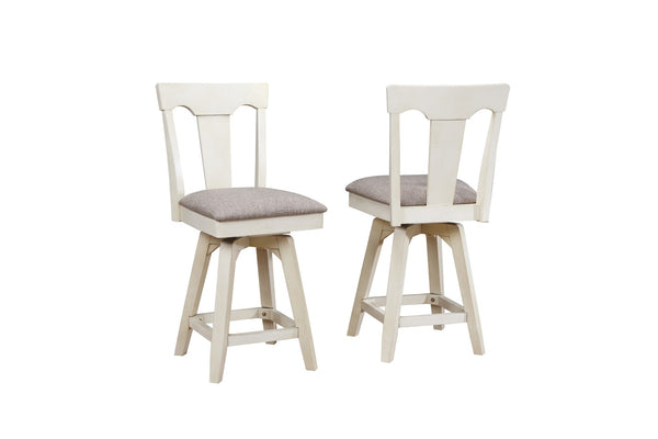 ECI Furniture Choices Panel Back Bar Stool with padded seat, Antique White - Set of 2 Antique White Wood solids and veneers