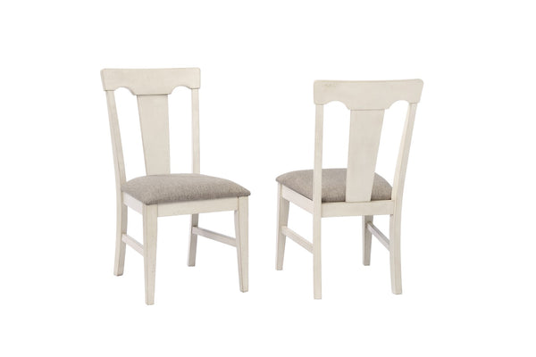 ECI Furniture Choices Panel Back Side Chair with Upholstered Seat, Antique White - Set of 2 Antique White Wood solids and veneers