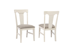 ECI Furniture Choices Panel Back Side Chair with Upholstered Seat, Antique White - Set of 2 Antique White Wood solids and veneers