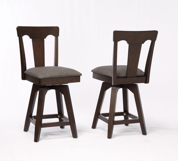 ECI Furniture Choices Panel Back Bar Stool w/ Padded Seat, Black Oak - Set of 2 Black Oak Wood solids and veneers