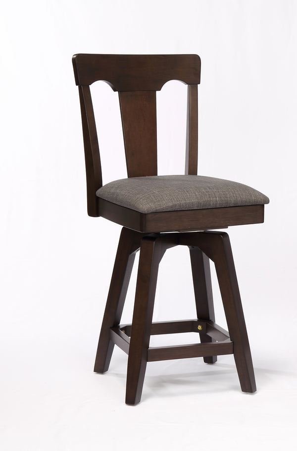 ECI Furniture Choices Panel Back Bar Stool w/ Padded Seat, Black Oak - Set of 2 Black Oak Wood solids and veneers