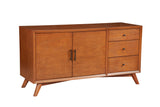 Alpine Furniture Flynn Sideboard, Acorn 966-64 Acorn Mahogany Solids & Okoume Veneer 58 x 19 x 30