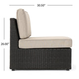Santa Cruz Outdoor 12 Piece Dark Brown Wicker Sectional Sofa Set with Beige Water Resisant Cushions Noble House