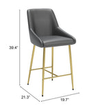 English Elm EE2885 100% Polyurethane, Plywood, Steel Modern Commercial Grade Counter Chair Gray, Gold 100% Polyurethane, Plywood, Steel