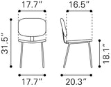 Zuo Modern Worcester 100% Polyester, 100% Polyurethane, Plywood, Steel Modern Commercial Grade Dining Chair Set - Set of 2 Gray, Black 100% Polyester, 100% Polyurethane, Plywood, Steel