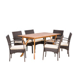 San Andres Wicker and Wood 7 Pc. Dining Set