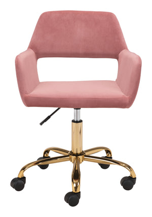 Zuo Modern Athair 100% Polyester, Plywood, Steel Modern Commercial Grade Office Chair Pink, Gold 100% Polyester, Plywood, Steel