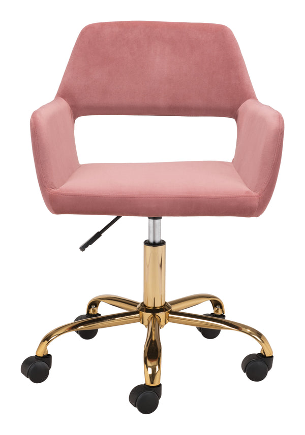 Zuo Modern Athair 100% Polyester, Plywood, Steel Modern Commercial Grade Office Chair Pink, Gold 100% Polyester, Plywood, Steel