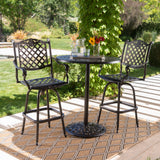 Arlana Outdoor 3 Piece Cast Aluminum Bar Set with a Shiny Copper Finish Noble House