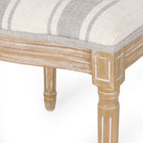 Phinnaeus French Country Fabric Dining Chairs, Gray Stripes and Light Beige Noble House