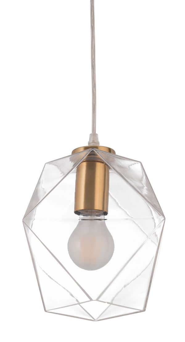 Zuo Modern Jenny Glass, Steel Modern Commercial Grade Ceiling Lamp Gold, Clear Glass, Steel